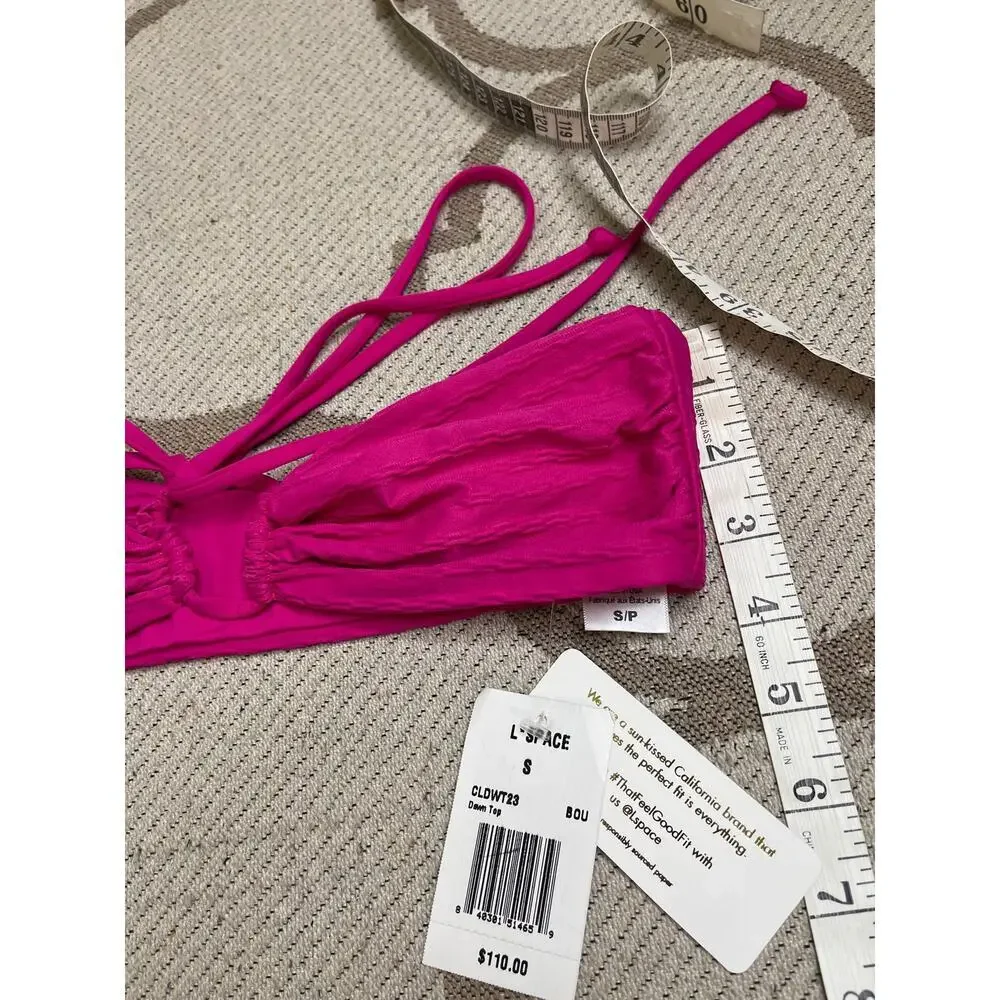 Lspace Dawn Bikini Bandeau Halter Swim Top, Bougainvillea, MSRP $110,size small